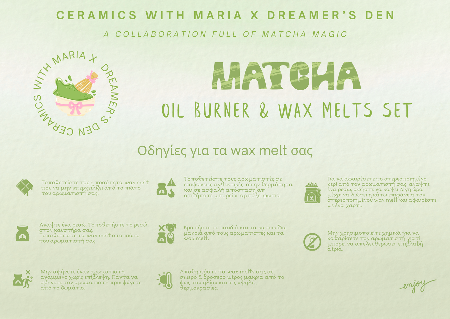 Matcha Set Oil burner & wax melts